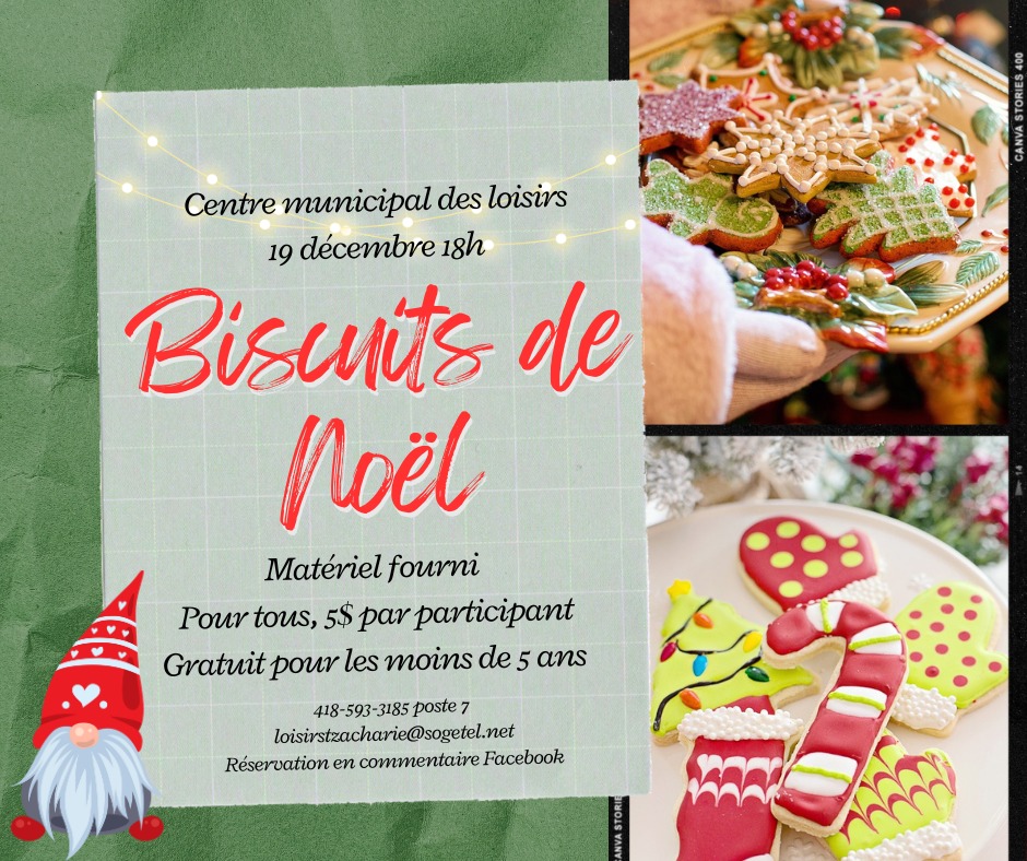 Création biscuits de Noël SaintZacharie Etchemins en direct