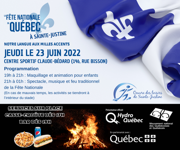 LA FÊTE NATIONALE DU QUÉBEC à SainteJustine Etchemins en direct